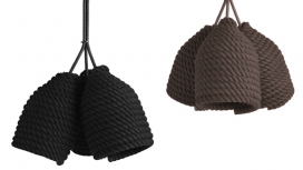 橡子灯-乌克兰Vasiliy Butenko灯具设计师作品-棉绳围绕塑料瓶包装系列吊灯