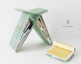 单独手工弯钢的薄荷绿小凳子