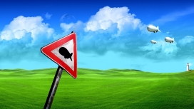 奇怪的世界标志-绿色自然风景