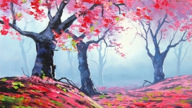 秋季红林水粉画