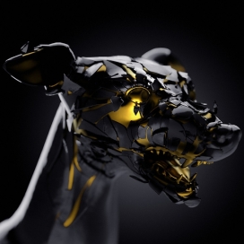 挪威奥斯陆Rune Spaans插画师作品-黄金灰色狗狗图像