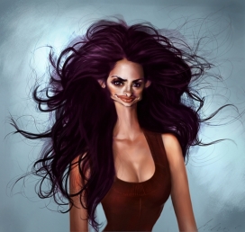 南非开普敦Caroline Vos插画师作品-卷发乱发美女