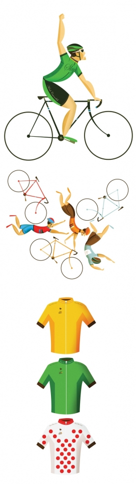 体育杂志插画-A-Z环法自行车赛-英国Neil Stevens插画师作品