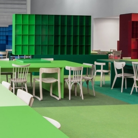 聚集红色，蓝色，橙色或绿色工作区-荷兰室内建筑师I29作品