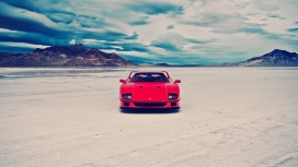 高清晰沙滩上的红色ferrari法拉利f40跑车壁纸