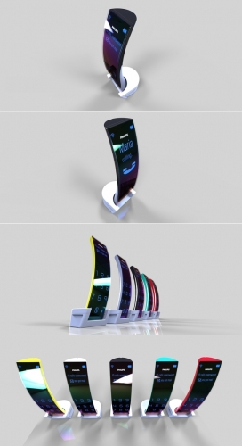 PHILIPS飞利浦优雅概念触摸屏曲线电话-巴西Antonio Celestino工业设计师作品