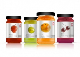 西班牙Lavernia & Cienfuegos包装设计师作品-一种凝胶状的半透明度果酱，水果制成的卡纸的图像，是一种有效的方式来表示由水果制成的卡纸