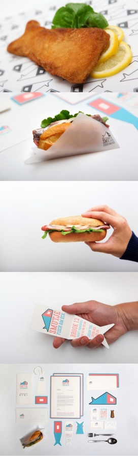 北德最喜欢的美味佳肴-鱼三明治品牌包装，欢快独特的色彩方案软形状
