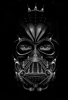 烟雾抽丝机械面具人像插画-法国巴黎obery nicolas数字插画设计师作品