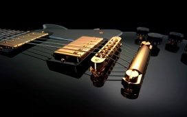 高清晰黑色吉他特写