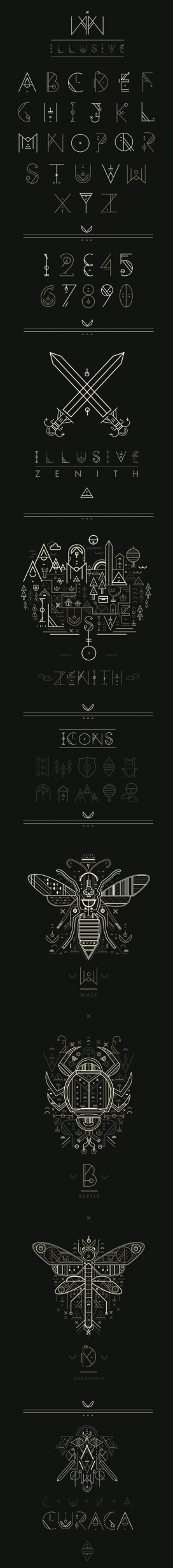 自然元素象形字体和插图-英国伦敦Petros Afshar字体插画设计师作品