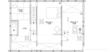 Y形木柱楼,两间卧室和一个传统的日式房间,以及三个独立的阁楼。客厅,餐厅和厨房都设在一楼-日本Hiroyuki Shinozaki建筑师作品---酷图编号28