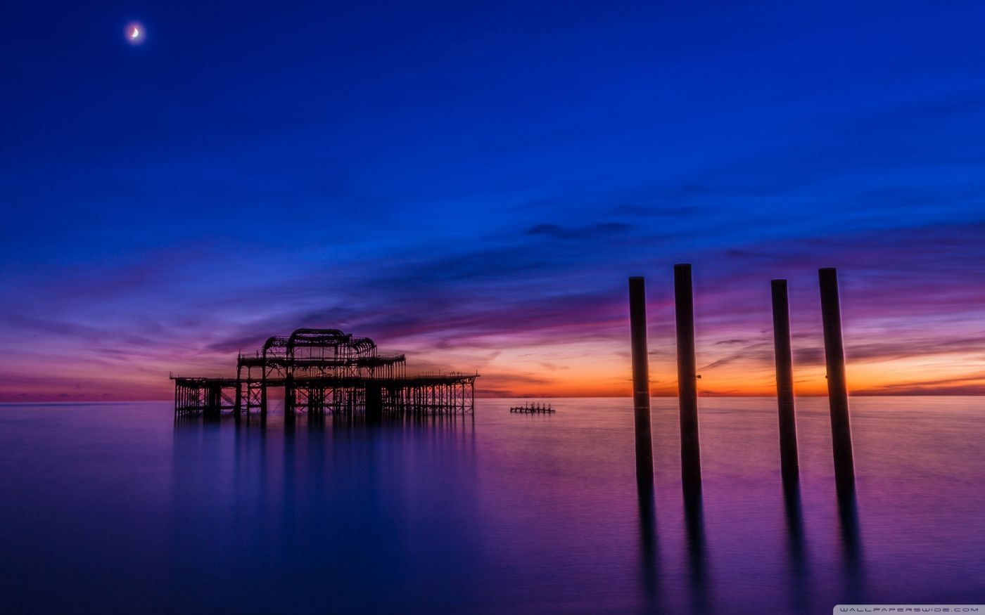 布莱顿码头霞光风景图片