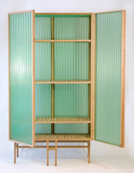 半透明橡木绿色的波纹PVC柜子-荷兰Dik Scheepers家居设计师作品---酷图编号1040145