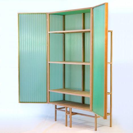 半透明橡木绿色的波纹PVC柜子-荷兰Dik Scheepers家居设计师作品---酷图编号1040146