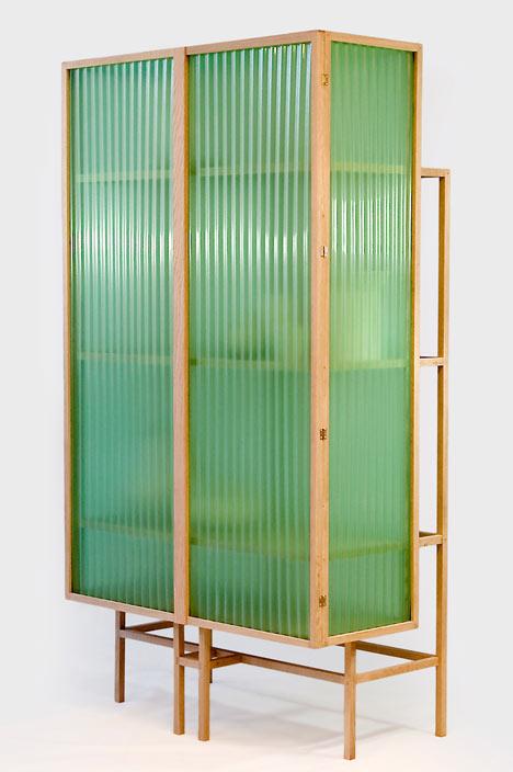 半透明橡木绿色的波纹PVC柜子-荷兰Dik Scheepers家居设计师作品---酷图编号1040148