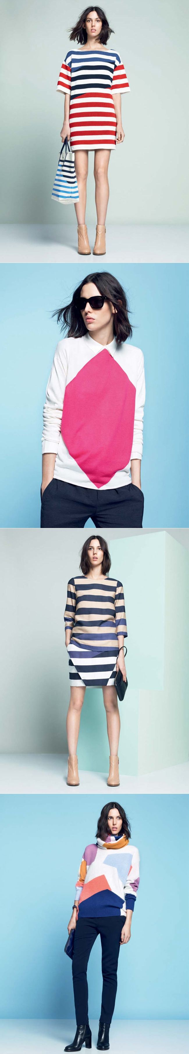 五颜六色的条纹运动装形状时装秀图片