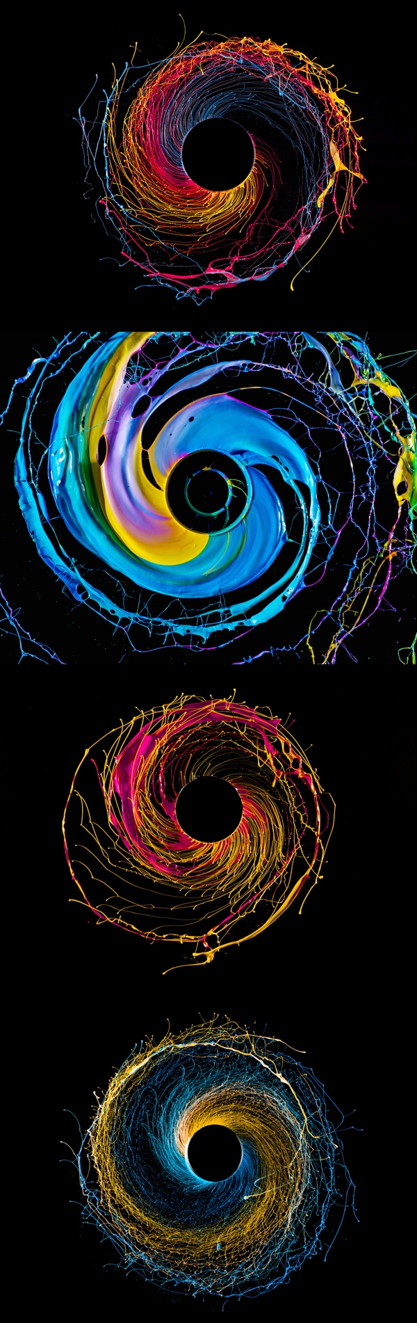 向心力黑洞旋转涂料,当接通电源,油漆开始远离杆,创造这些惊人的图像结构-瑞士苏黎世Fabian Oefner摄影师作品图片