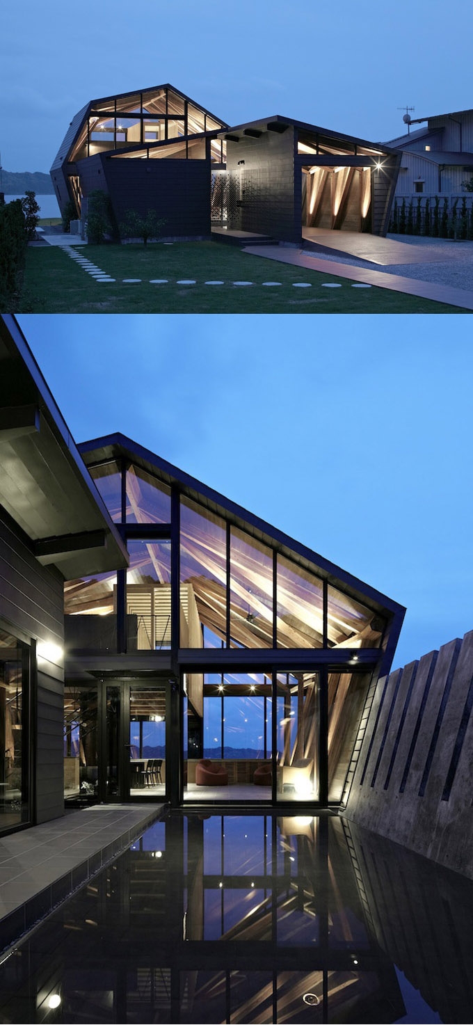 美丽的东京湾别墅景观,像高山和大海之间的一个通道-Bay建筑师作品图片