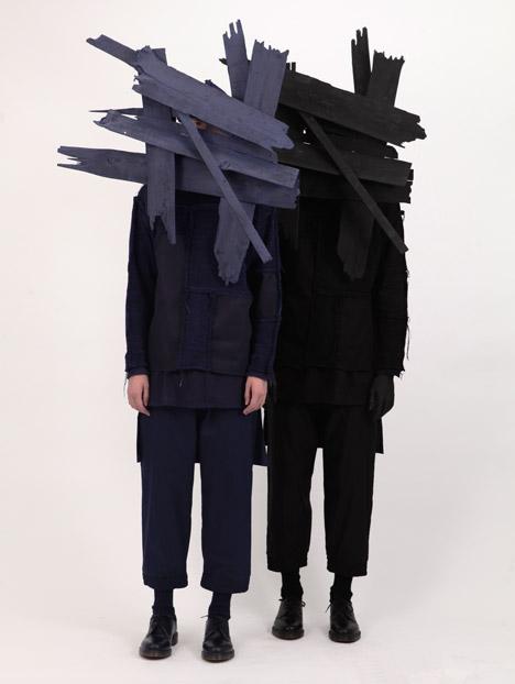 伦敦设计师Craig Green-2013年秋冬季收集的老式面具碎裂的木板时装---酷图编号1