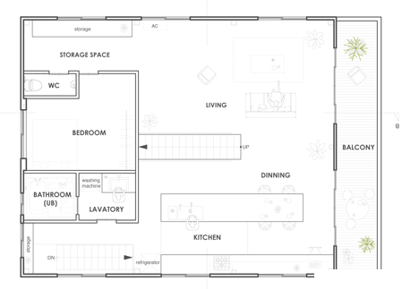 House-日本艾尔豪斯设计事务所作品,一间卧室和浴室都隐藏在这间仓库改建而成的白色盒子---酷图编号1045940