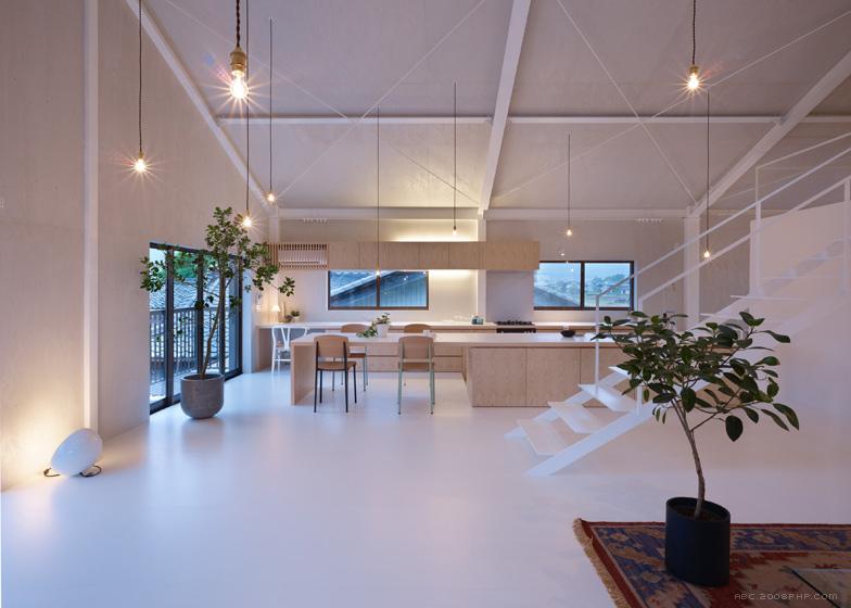 House-日本艾尔豪斯设计事务所作品,一间卧室和浴室都隐藏在这间仓库改建而成的白色盒子---酷图编号1045948