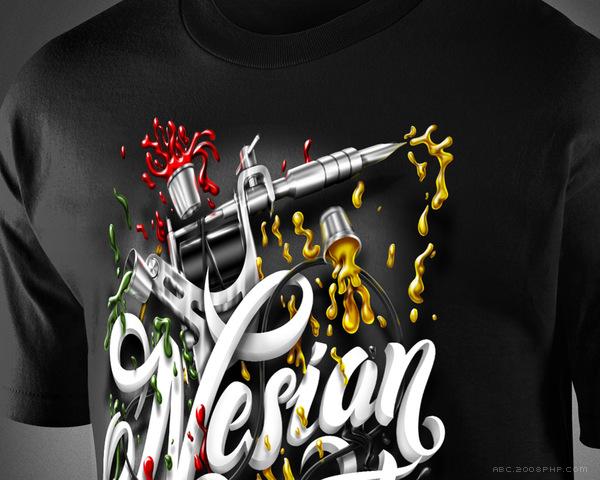 Nesian街立体字母插画T恤设计---酷图编号6