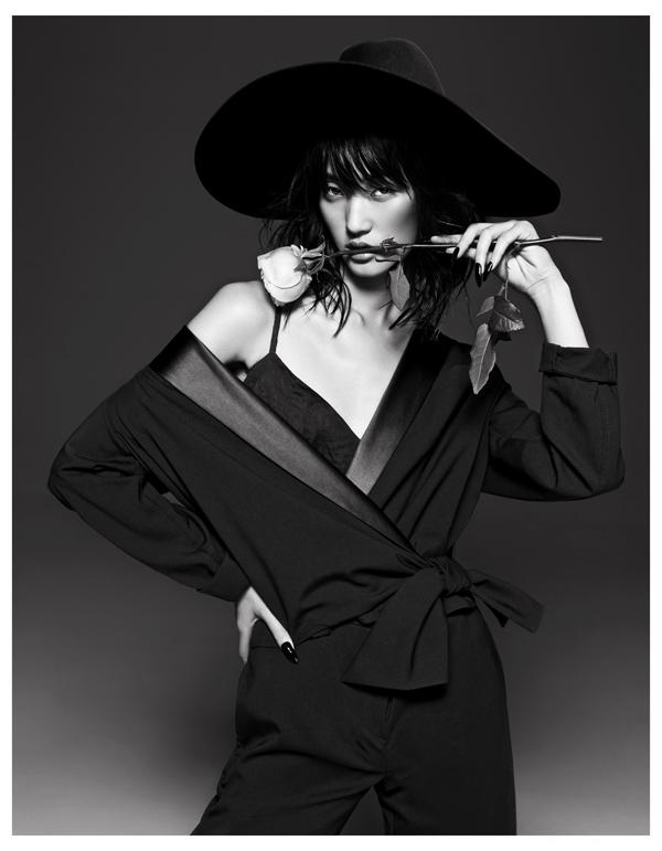 女人的温柔-丽娜张尹超-时尚芭莎黑白图像-现代技巧和轻声感性的男装剪裁---酷图编号3