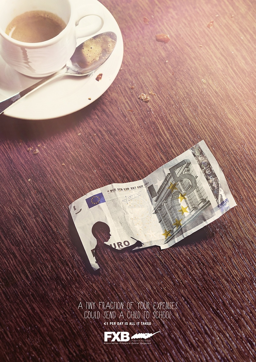 您的一小部分费用,可以送孩子去上学-Association François-Xavier Bagnoud儿童公益平面广告图片