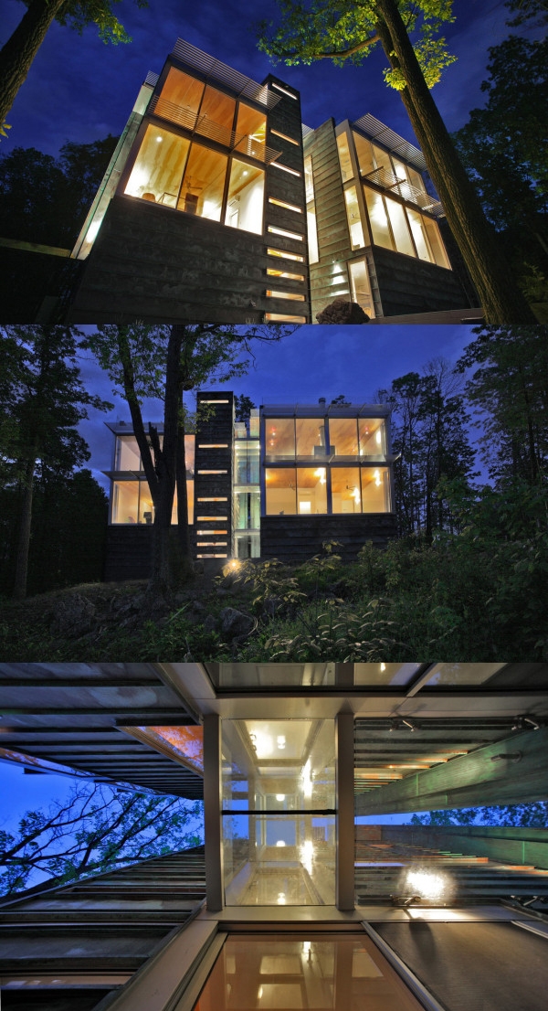 铜外壳房屋建筑-它看起来像两个分隔的玻璃桥,阳光从地面上升壁图片