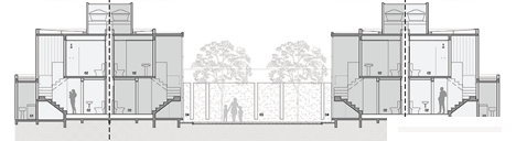 分割成一对一左一右铺成车道的白色房子---酷图编号1066354