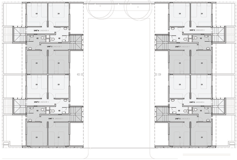 分割成一对一左一右铺成车道的白色房子---酷图编号1066356