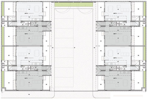 分割成一对一左一右铺成车道的白色房子---酷图编号1066357