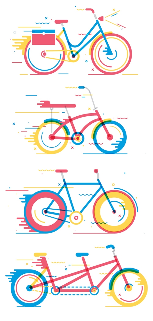 Bicicletas-漂亮的手绘卡通自行车插画图片