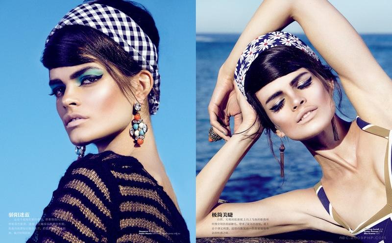 甜蜜的生活-撩人的黑发,复古混合泳衣风格U+杂志美诱人像---酷图编号1067346