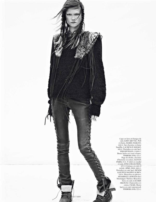 拉克兰贝利-百丽时尚巴黎-夹克,针织和撕破的牛仔裤,打造一个复古朋克风部落装---酷图编号1067491