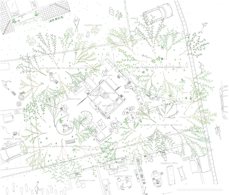 城市森林之家-明亮的白色房子建筑坐落于日本丰川市,类似压扁的钻石形状,让空间每个墙旁边充满了树木的小花园建筑---酷图编号8