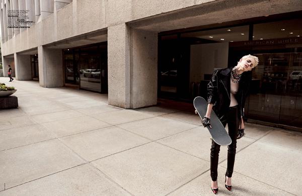 Marie Claire玛丽克莱尔意大利-一个滑板,穿着厚厚的金链子,黑色皮革和强烈的高跟鞋---酷图编号9