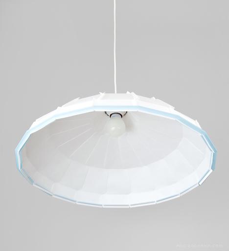 Lulu吊灯-采用人工合成纸状材料制成的重复条状日灯罩,有两个彩色环固定---酷图编号1