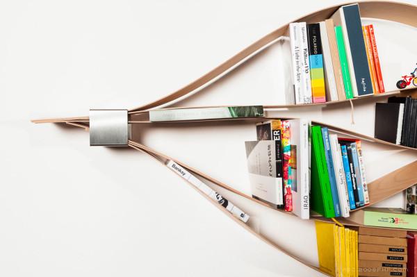 一种灵活的弧线壁挂货架-为你的增加适应您的个性化存储,由6个木板和两个不锈钢支架组合---酷图编号6