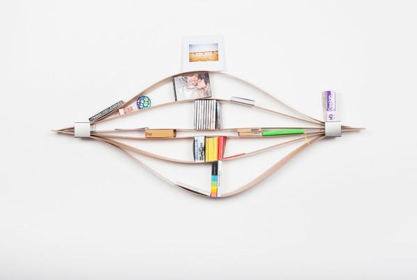 一种灵活的弧线壁挂货架-为你的增加适应您的个性化存储,由6个木板和两个不锈钢支架组合---酷图编号2