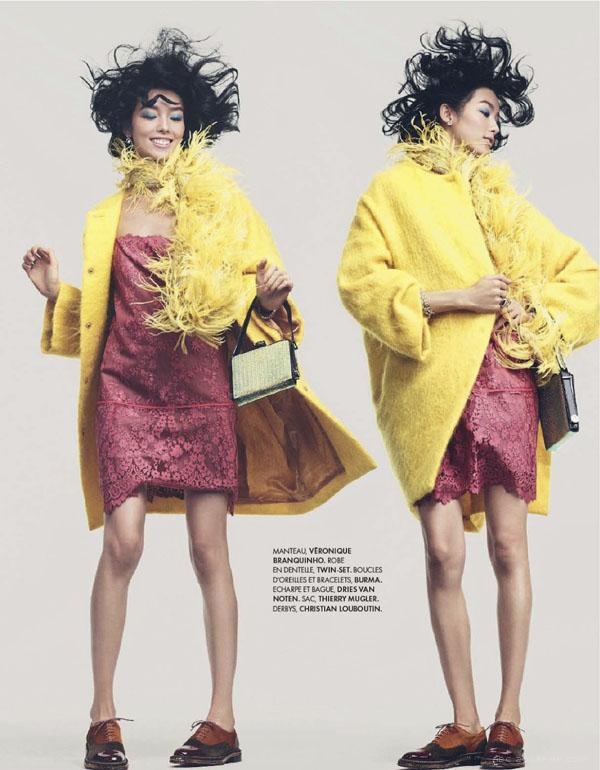 孙菲菲-ELLE艾丽法国2013年12月13日-灿烂的笑容极具影响力的有趣形状视觉感受,令人愉快,朝气蓬勃的时装秀---酷图编号2