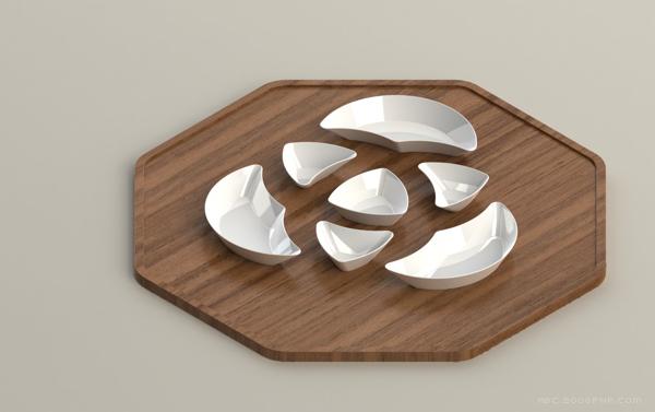 韩式风Sang Dishware拼接瓷器餐具-五颜六色的配菜共享碗体---酷图编号1081153