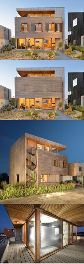 木条纹螺旋楼梯Rieteiland-oost别墅-荷兰阿姆斯特丹Egeon建筑事务所作品