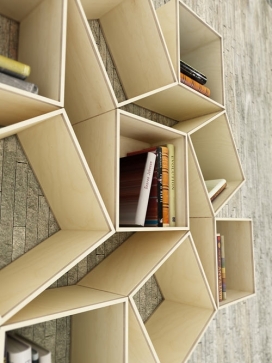 可移动的壁挂式蜂巢书架-Sehoon Lee设计师作品