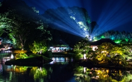 高清晰乐园夜景-花园位于日本冈山