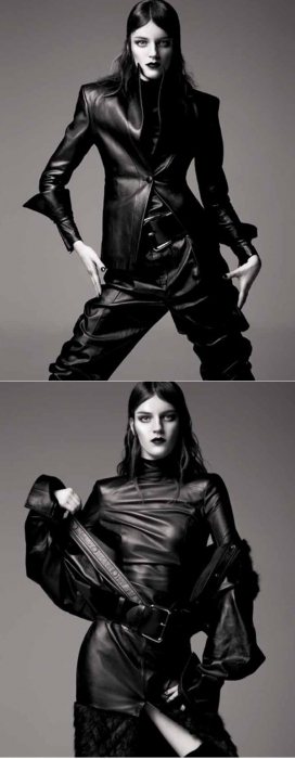 Vogue黑色时尚土耳其2013年1月，时尚黑色的皮革