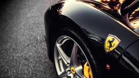 黑色ferrari法拉利跑车前侧面壁纸