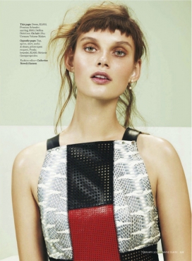 玛丽克莱尔2013年美国2月-波普艺术的知性现代时尚和服人像时装秀