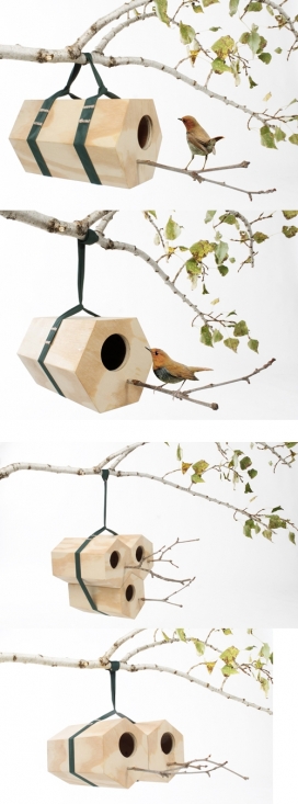 六边形木质鸟巢-Andreu Carulla设计师作品